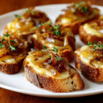 Bruschettas aux oignons caramélisés et gruyère