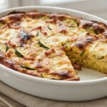 Clafoutis salé aux courgettes, lardons fumés et chèvre