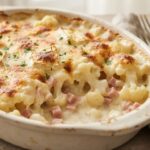Gratin de chou-fleur au brie et au jambon