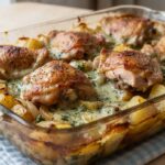 Poulet rôti au four aux pommes de terre et crème de cresson