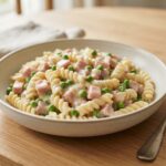 Pâtes crémeuses jambon petits pois