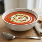 Soupe de tomates rôties au basilic