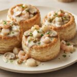 Vol-au-vent aux fruits de mer, sauce crème au vin blanc et Cognac